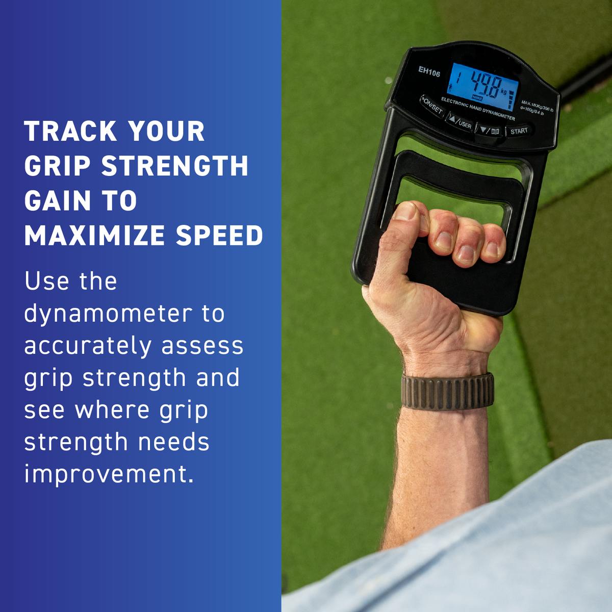SuperSpeed Golf Grip meter tracking grip strength to maximise speed