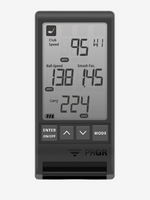 A digital display of the PRGR Black Portable Launch Monitor showing swing speed, ball speed, and carry distance.