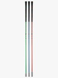 Standing shot of the three SuperSpeed golf training swing aids  in red, blue, and green colors, with the brand logo visible on the black handles.